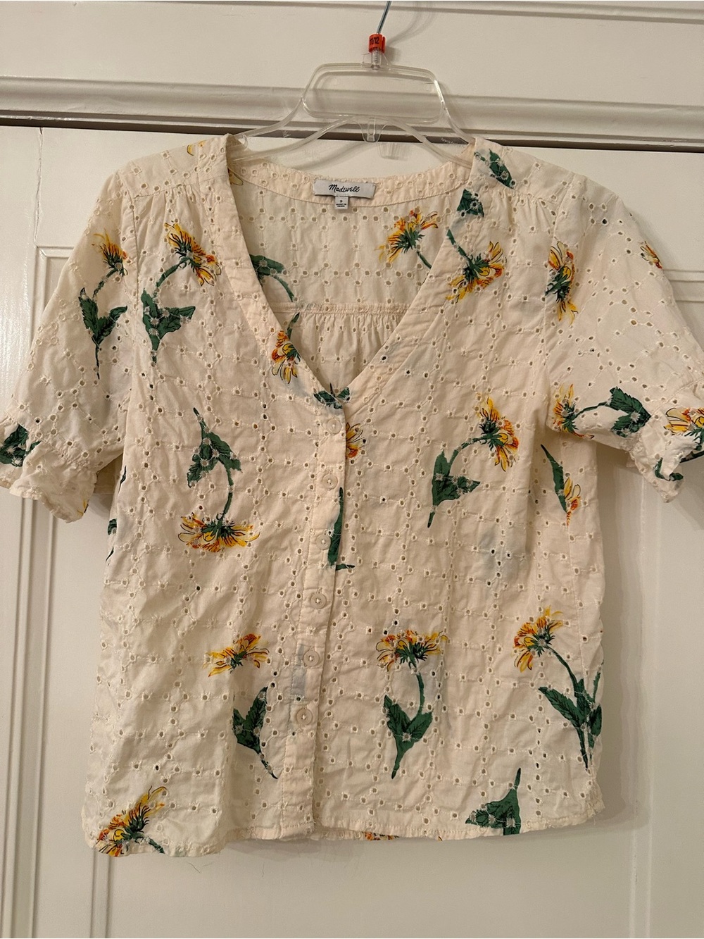 Madewell Cream Eyelet Sunflower Button-Up Top